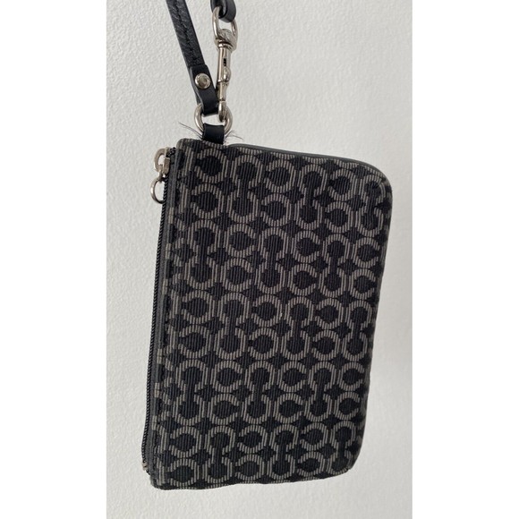 Coach Art Op Black & White Signature C Logo Leather Trim Wristlet Wallet - Picture 10 of 16